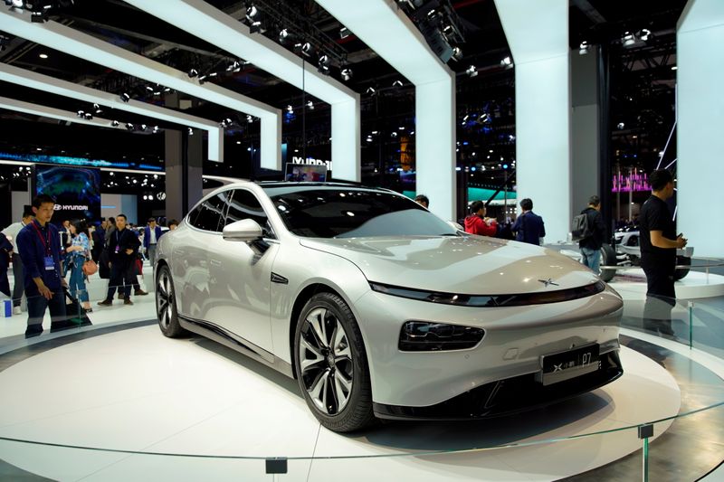 &copy; Reuters. 　中国の電気自動車（ＥＶ）メーカー、小鵬汽車（シャオペン）は、今後の新車開発は国際市場向けに設計された製品プラットフォームに基づいて行う方針。写真は同社のＥＶ「Ｐ７」。２
