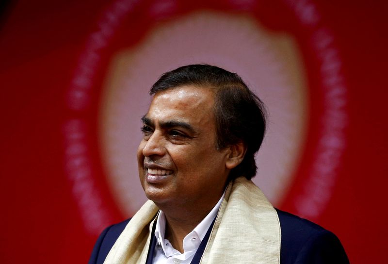 &copy; Reuters. Mukesh Ambani, Chairman and Managing Director of Reliance Industries, attends a convocation at the Pandit Deendayal Petroleum University in Gandhinagar, India, September 23, 2017. REUTERS/Amit Dave/File Photo