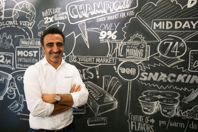 &copy; Reuters. FILE PHOTO: Chobani Inc. founder Hamdi Ulukaya poses for a portrait in the company headquarters in New York, December 13, 2012.   REUTERS/Lucas Jackson