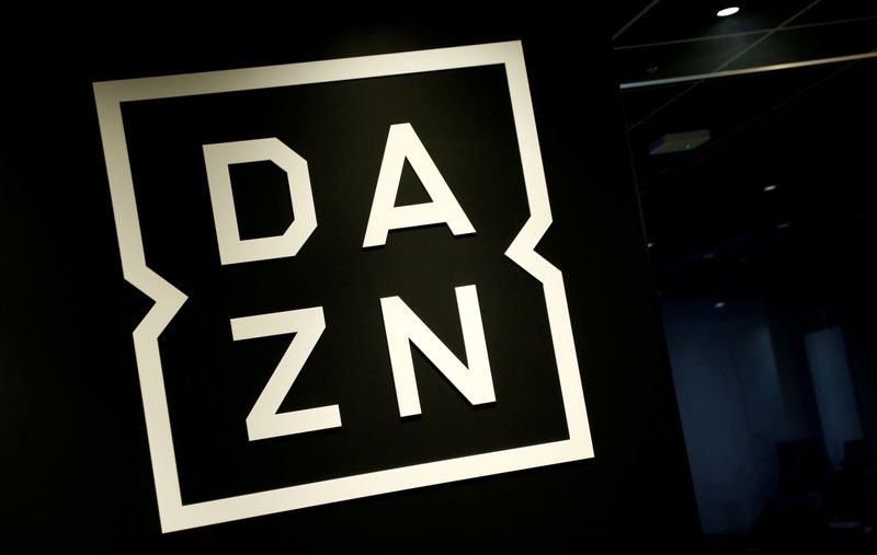 &copy; Reuters. FILE PHOTO: Internet streaming service DAZN's logo is pictured in its office in Tokyo, Japan March 21, 2017. Picture taken on March 21, 2017. REUTERS/Kim Kyung-Hoon/File Photo
