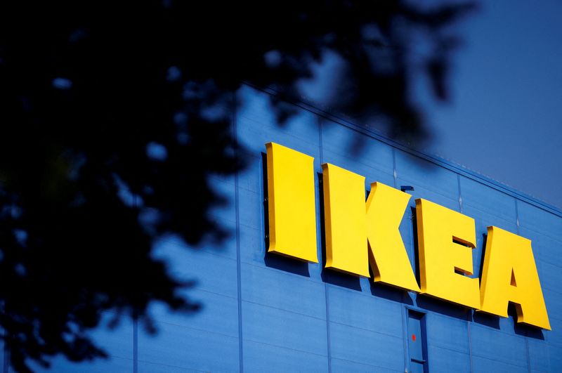 &copy; Reuters. FILE PHOTO: The company's logo is seen outside of an IKEA Group store in Saint-Herblain near Nantes, France, March 22, 2021. REUTERS/Stephane Mahe