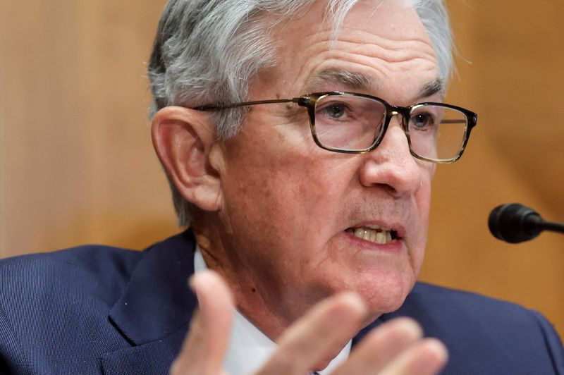 © Reuters. Jerome Powell, chair do Federal Reserve, testemunha perante audiência do Comitê de Assuntos Bancários, Habitacionais e Urbanos do Senado dos EUA sobre o 