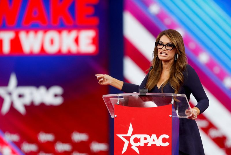 &copy; Reuters. Fundraiser for former U.S. President Donald Trump and Donald Trump Jr.'s girlfriend Kimberly Guilfoyle speaks at the Conservative Political Action Conference (CPAC) in Orlando, Florida, U.S. February 24, 2022. REUTERS/Octavio Jones