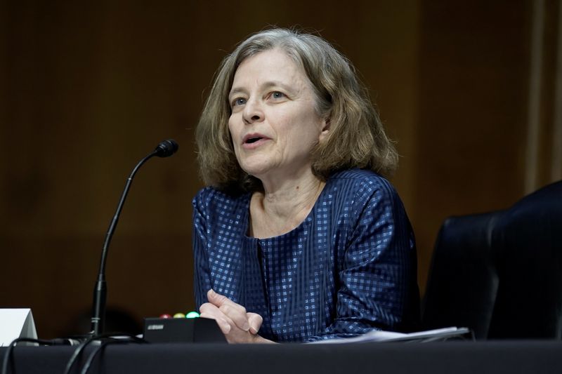 &copy; Reuters. Sarah Bloom Raskin, nominated to be vice chairman for supervision and a member of the Federal Reserve Board of Governors, speaks before a Senate Banking, Housing and Urban Affairs Committee confirmation hearing on Capitol Hill in Washington, D.C., U.S., F