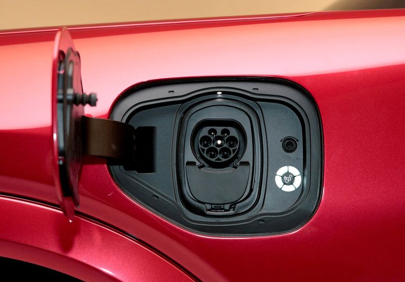 &copy; Reuters. FILE PHOTO: The charging socket is seen on Ford Motor Co's electric Mustang Mach-E vehicle during a photo shoot at a studio in Warren, Michigan, U.S. October 29, 2019. REUTERS/Rebecca Cook