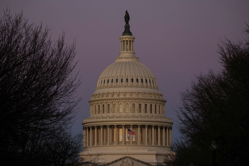 &copy; Reuters. FILE PHOTO: A view of the U.S. Capitol building as the sunrises in Washington, U.S., February 10, 2022. REUTERS/Brendan McDermid/File Photo