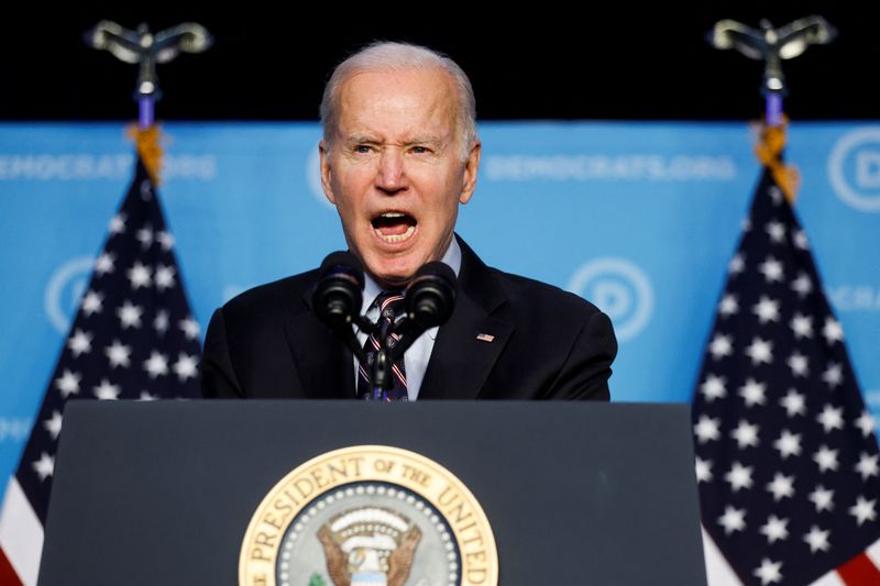 &copy; Reuters. U.S. President Joe Biden delivers remarks to the Democratic National Committee (DNC) Winter Meeting in Washington, U.S., March 10, 2022. REUTERS/Jonathan Ernst