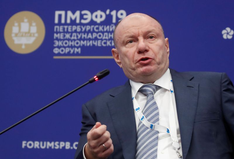 &copy; Reuters. President and Chairman of the Board of MMC Norilsk Nickel Vladimir Potanin attends a session of the St. Petersburg International Economic Forum (SPIEF), Russia June 6, 2019. REUTERS/Maxim Shemetov/Files