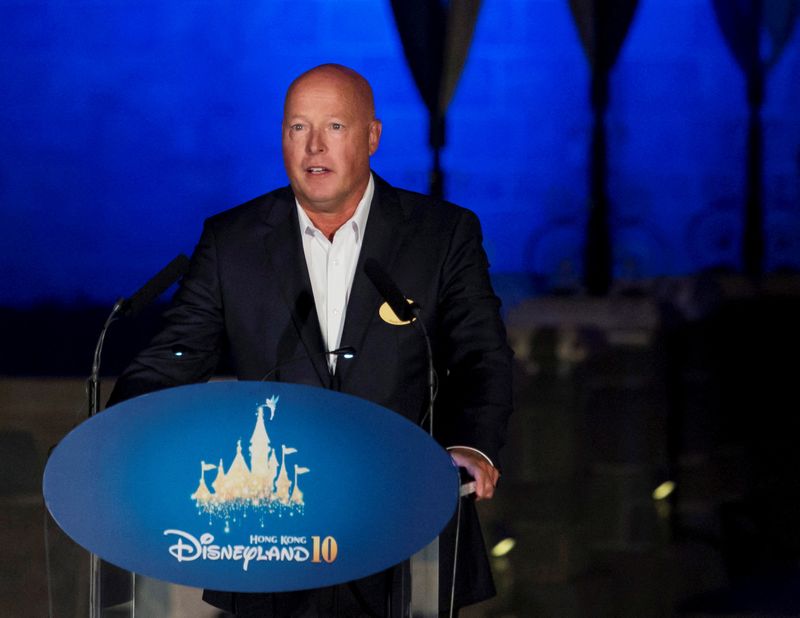 &copy; Reuters. FILE PHOTO: Bob Chapek,  the chairman of Walt Disney Parks and Resorts, speaks during the 10th anniversary ceremony of Hong Kong Disneyland in Hong Kong, China September 11, 2015. REUTERS/Tyrone Siu/File Photo