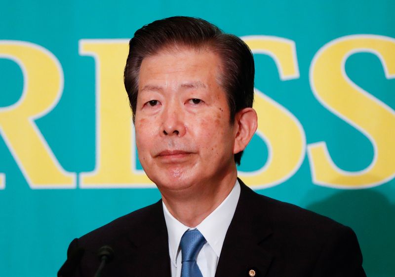 &copy; Reuters. FILE PHOTO: Komeito party leader Natsuo Yamaguchi attends a debate session with other  leaders of Japan's main political parties, ahead of October 31, 2021 lower house election, at the Japan National Press Club in Tokyo, Japan October 18, 2021. REUTERS/Is