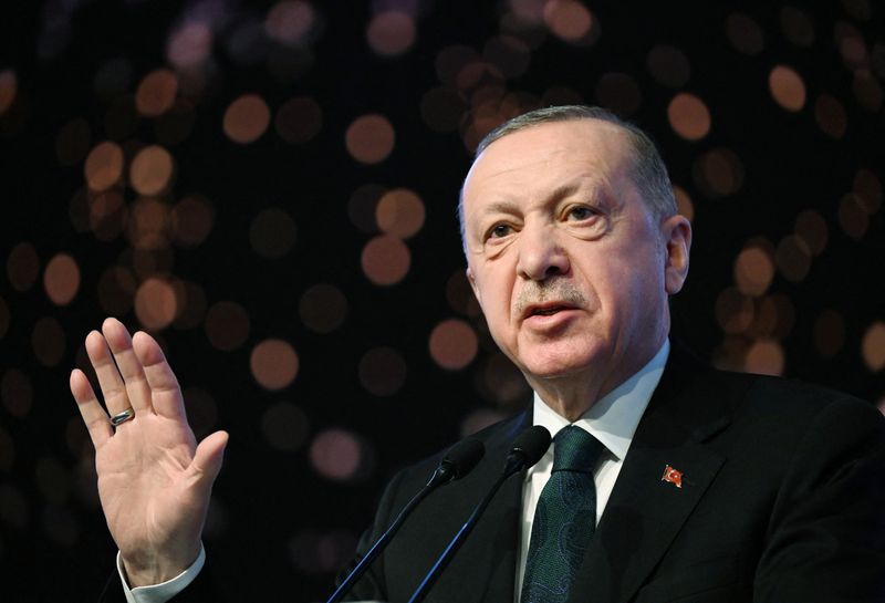 &copy; Reuters. الرئيس التركي رجب طيب أردوغان يلقي كلمة في افتتاح جلسة منتدي دبلوماسي في مدينة أنطاليا التركية يوم 11 مارس آذار 2022. 
(صورة لرويترز من المكتب ا