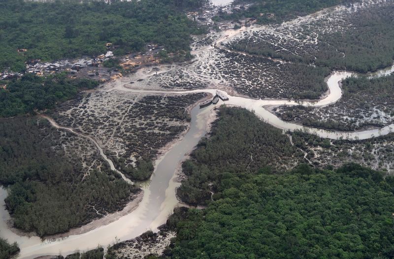 &copy; Reuters. An overview of the Niger delta where signs of oil spills can be seen in the water in Port Harcourt, Nigeria August 1, 2018. Picture taken August 1, 2018.  To match Insight NIGERIA-SECURITY REUTERS/Ron Bousso/File Photo