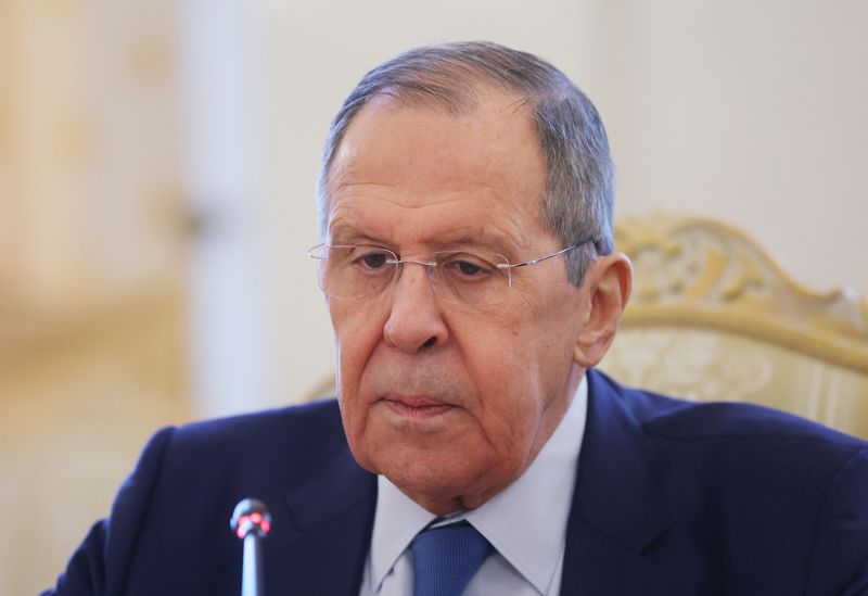 © Reuters. FILE PHOTO: Russian Foreign Minister Sergei Lavrov attends a meeting with Qatari Deputy Prime Minister and Minister of Foreign Affairs Sheikh Mohammed bin Abdulrahman Al-Thani in Moscow, Russia March 14, 2022. REUTERS/Evgenia Novozhenina/Pool