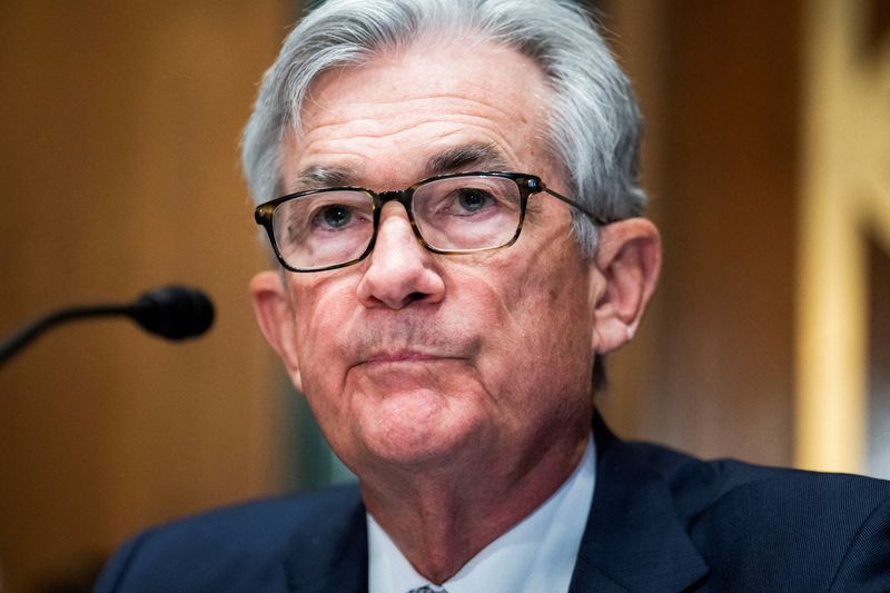 &copy; Reuters. FILE PHOTO: Federal Reserve Chair Jerome Powell testifies during the Senate Banking Committee hearing titled "The Semiannual Monetary Policy Report to the Congress", in Washington, U.S., March 3, 2022. Tom Williams/Pool via REUTERS