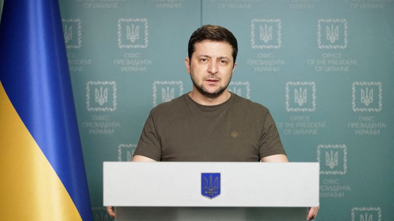 &copy; Reuters. Presidente da Ucrânia, Volodymyr Zelenskiy, durante pronunciamento em Kiev
04/03/2022 Serviço de Imprensa da Presidência da Ucrânia/Divulgação via REUTERS