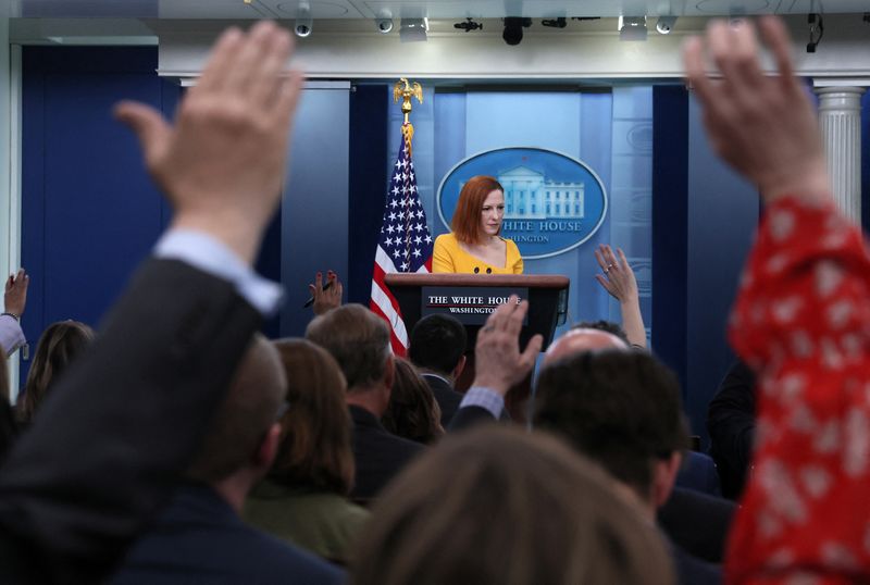 &copy; Reuters. White House Press Secretary Jen Psaki holds a press briefing at the White House in Washington, U.S., March 15, 2022. REUTERS/Leah Millis