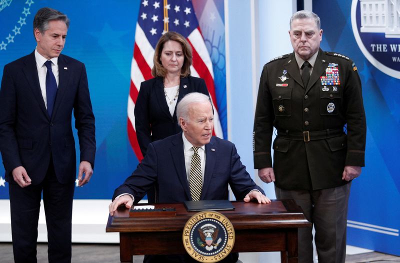 &copy; Reuters. Presidente dos EUA, Joe Biden, anuncia novo pacote de ajuda de segurança à Ucrânia
16/03/2022
REUTERS/Tom Brenner