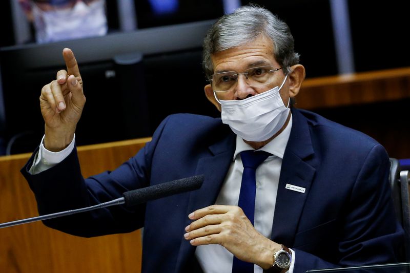&copy; Reuters. Joaquim Silva e Luna, CEO of Brazil's state-run oil company Petrobras speaks during a session at the plenary of the Chamber of Deputies in Brasilia in Brasilia, Brazil September 14, 2021. REUTERS/Adriano Machado
