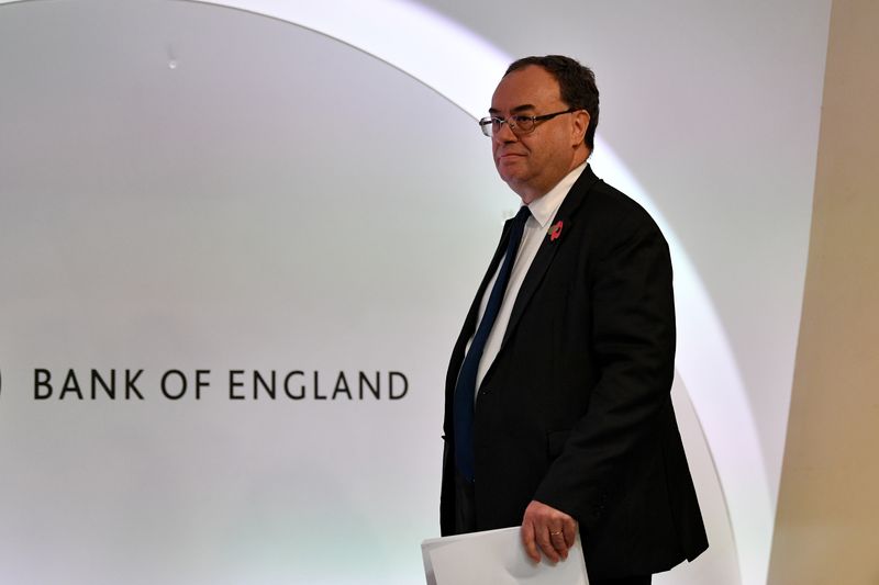 &copy; Reuters. Governor of the Bank of England Andrew Bailey arrives to address the Monetary Policy Report Press Conference at The Bank of England, in London, Britain November 4, 2021. Justin Tallis/Pool via REUTERS