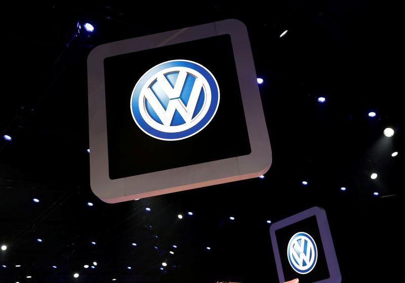 &copy; Reuters. Volkswagen logos are pictured during the media day of the  Salao do Automovel International Auto Show in Sao Paulo, Brazil November 6, 2018.   REUTERS/Paulo Whitaker/Files