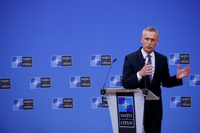 &copy; Reuters. Secretário-geral da Otan, Jens Stoltenberg, durante entrevista coletiva em Bruxelas
16/03/2022 REUTERS/Johanna Geron