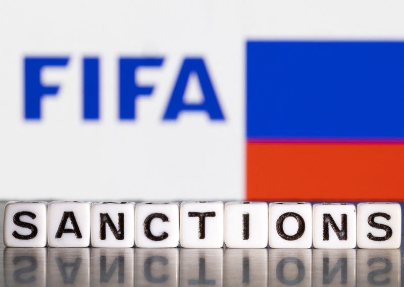 &copy; Reuters.   スポーツ仲裁裁判所（ＣＡＳ）は１８日、国際サッカー連盟（ＦＩＦＡ）による国際大会からのロシア・サッカー連合（ＲＦＵ）の除外措置を支持した。２月撮影（２０２２年　ロイター/
