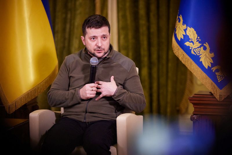 &copy; Reuters. Presidente da Ucrânia, Volodymyr Zelenskiy, durante entrevista coletiva em Kiev
12/03/2022 Serviço de Imprensa da Presidência da Ucrânia/Divulgação via REUTERS