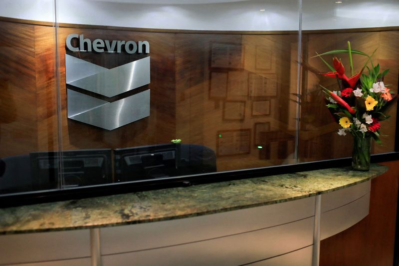 &copy; Reuters. FILE PHOTO: The logo of Chevron is seen at the company's office in Caracas, Venezuela April 25, 2018. REUTERS/Marco Bello/File Photo