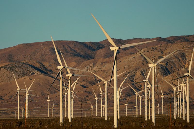 &copy; Reuters. FILE PHOTO: A wind farm is shown in Movave, California, U.S., November 8, 2019.  REUTERS/Mike Blake