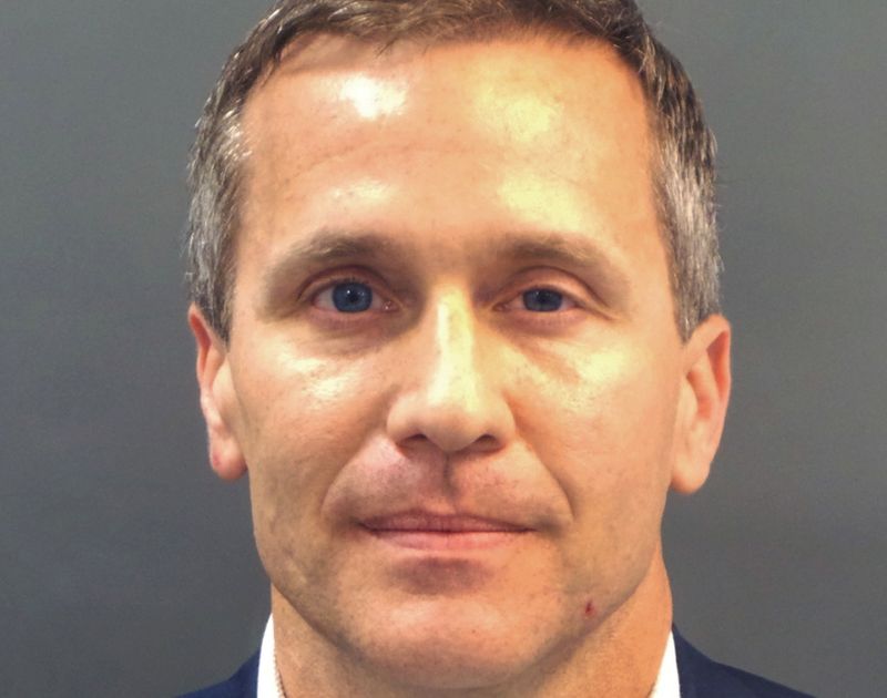 &copy; Reuters. FILE PHOTO: Missouri Governor Eric Greitens appears in a police booking photo in St. Louis, Missouri, U.S. February 22, 2018.  St. Louis Metropolitan Police Dept./Handout via REUTERS  