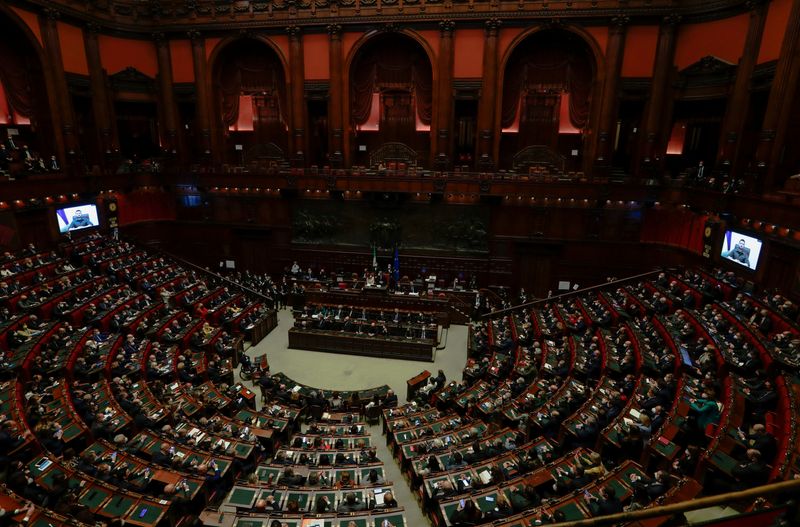 &copy; Reuters. Presidente ucraniano, Volodymyr Zelenskiy, fala ao Parlamento italiano em Roma
22/03/2022
REUTERS/Remo Casilli/Pool