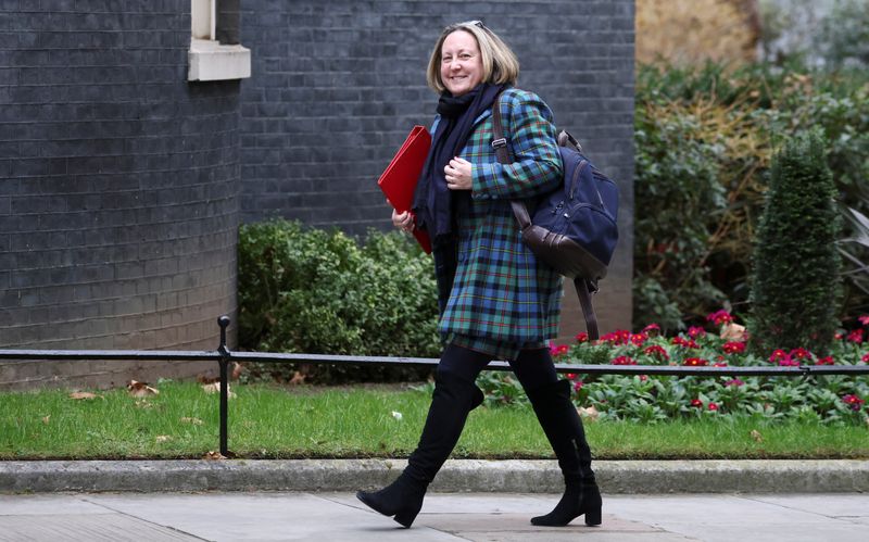 &copy; Reuters. FILE PHOTO: British Secretary of State for International Trade Anne-Marie Trevelyan walks outside Downing Street in London, Britain February 8, 2022. REUTERS/Tom Nicholson