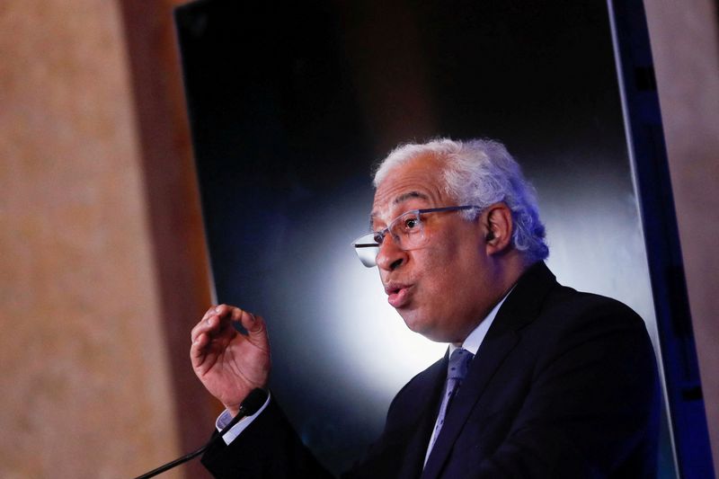 &copy; Reuters. FILE PHOTO: Portugal's Prime Minister Antonio Costa speaks during a news conference to announce the gradual lifting of lockdown measures amid the coronavirus disease (COVID-19) pandemic, at Ajuda Palace in Lisbon, Portugal, March 11, 2021. REUTERS/Pedro N