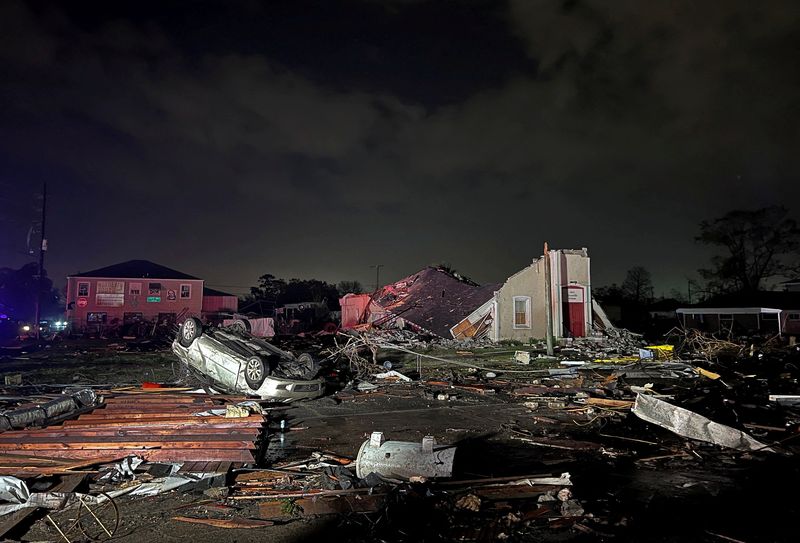 &copy; Reuters. Une puissante tornade s'est abattue mardi sur la Nouvelle-Orléans, faisant au moins un mort, détruisant des maisons et affectant des lignes électriques. /Photo prise le 22 mars 2022/REUTERS/Kathleen Flynn