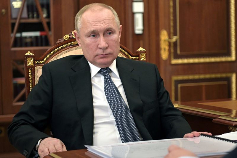 &copy; Reuters. Presidente da Rússia, Vladimir Putin, durante reunião em Moscou
22/03/2022 Sputnik/Mikhail Klimentyev/Kremlin via REUTERS