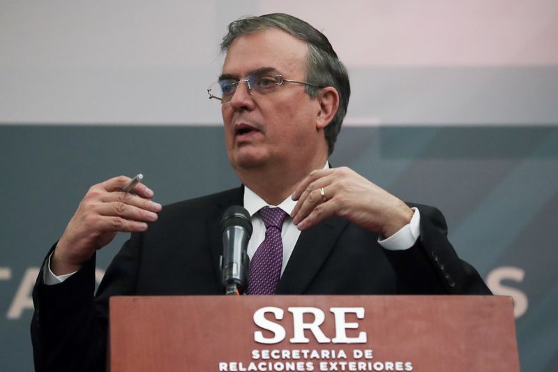 &copy; Reuters. FILE PHOTO: Mexico's Foreign Minister Marcelo Ebrard address media following U.S.-Mexico High Level Security Dialogue with U.S. Secretary of State Antony Blinken in Mexico City, in Mexico October 8, 2021. REUTERS/Edgard Garrido