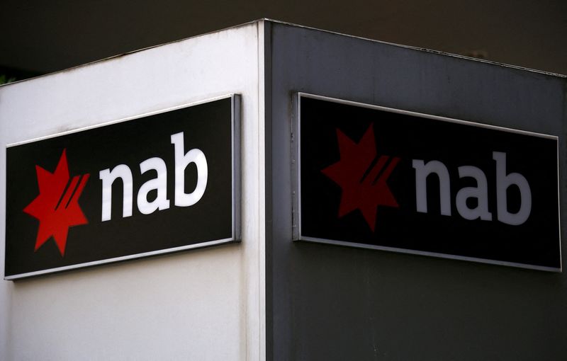 &copy; Reuters. FILE PHOTO: A National Australia Bank (NAB) sign is displayed outside an office building in central Sydney, Australia, July 24, 2015. REUTERS/David Gray/File Photo