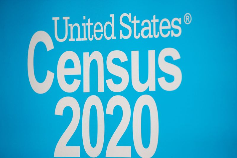 &copy; Reuters. FILE PHOTO: A sign is seen during a promotional event for the U.S. Census in Times Square in New York City, New York, U.S., September 23, 2020. REUTERS/Brendan McDermid/File Photo