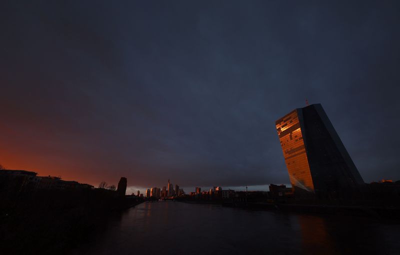 &copy; Reuters. FILE PHOTO: European Central Bank (ECB) headquarters building is seen during sunset in Frankfurt, Germany, January 5, 2022. REUTERS/Kai Pfaffenbach