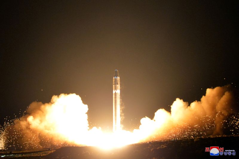 &copy; Reuters. FILE PHOTO: A view of the newly developed intercontinental ballistic rocket Hwasong-15's test that was successfully launched is seen in this undated photo released by North Korea's Korean Central News Agency (KCNA) in Pyongyang November 30, 2017. REUTERS/