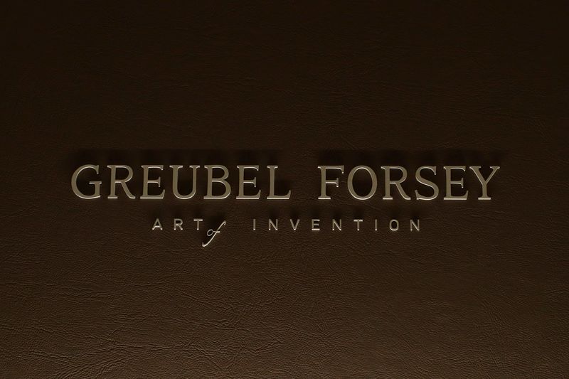 &copy; Reuters. FILE PHOTO: The logo of Greubel Forsey is pictured at the "Salon International de la Haute Horlogerie" (SIHH) watch fair, in Geneva, Switzerland, January 15, 2018. Picture taken January 15, 2018. REUTERS/Denis Balibouse