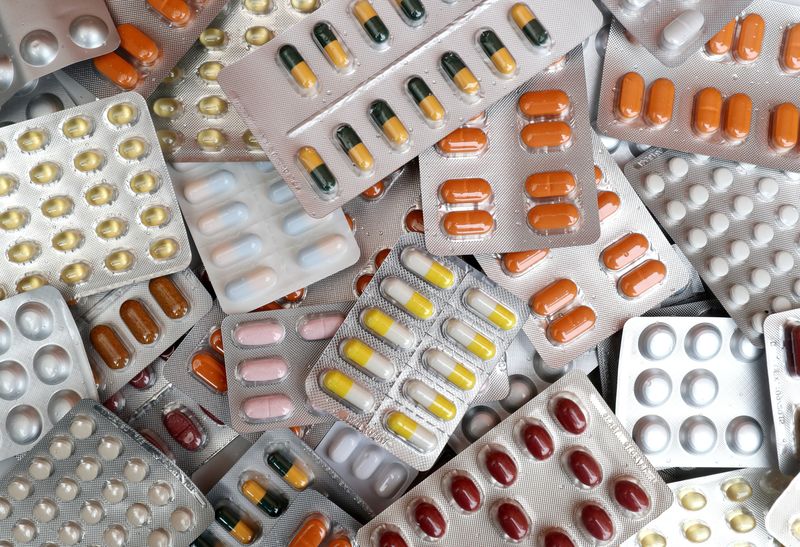 &copy; Reuters. FILE PHOTO: Illustration photo shows various medicine pills in their original packaging in Brussels, Belgium August 9, 2019.   REUTERS/Yves Herman