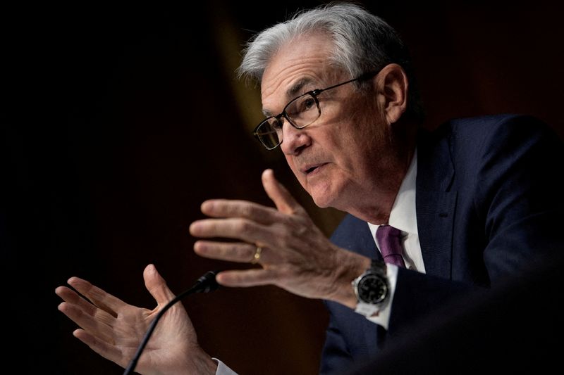 &copy; Reuters. FILE PHOTO: U.S. Federal Reserve Board Chair Jerome Powell speaks during his re-nominations hearing of the Senate Banking, Housing and Urban Affairs Committee on Capitol Hill, in Washington, U.S., January 11, 2022. Brendan Smialowski/Pool via REUTERS