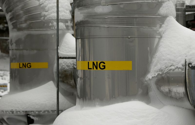 © Reuters. FILE PHOTO: Snow covered transfer lines are seen at the Dominion Cove Point Liquefied Natural Gas (LNG) terminal in Lusby, Maryland March 18, 2014.   REUTERS/Gary Cameron/File Photo