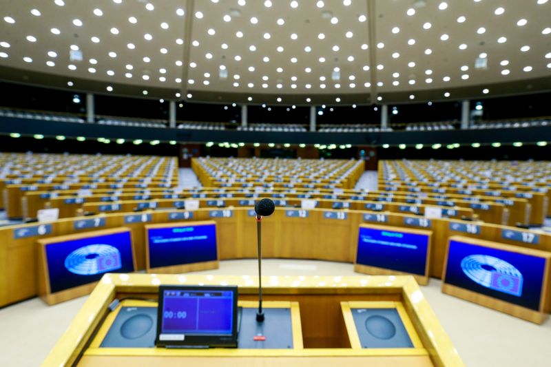 &copy; Reuters. A view of the hemicycle ahead of a plenary session of the European Parliament in Brussels, Belgium March 24, 2021. Stephanie Lecocq/Pool via REUTERS