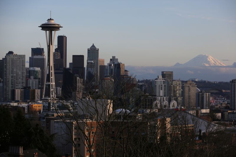 &copy; Reuters. FILE PHOTO: The Space Needle and Mount Rainier are seen on the skyline of Seattle, Washington, U.S. February 11, 2017.  REUTERS/Chris Helgren