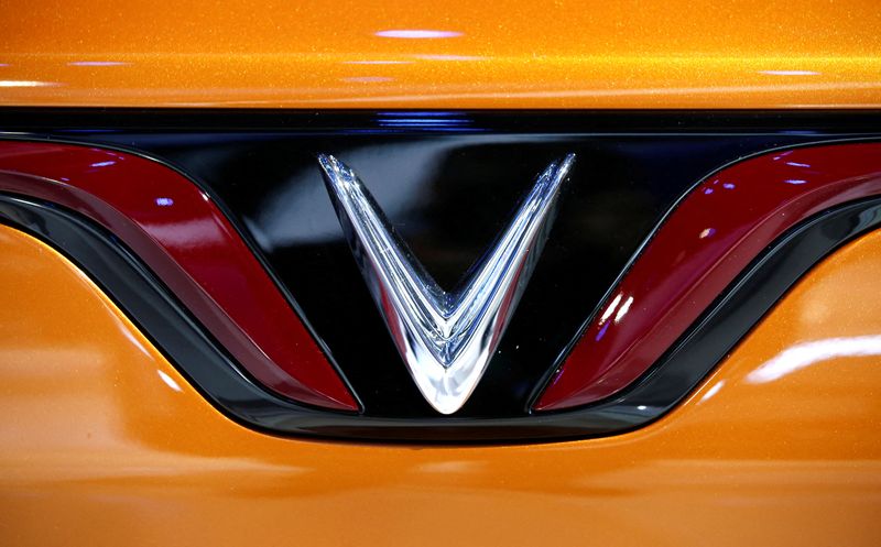 &copy; Reuters. FILE PHOTO: The VinFast logo is displayed on a VF5 electric SUV during CES 2022 at the Las Vegas Convention Center in Las Vegas, Nevada, U.S. January 5, 2022. REUTERS/Steve Marcus