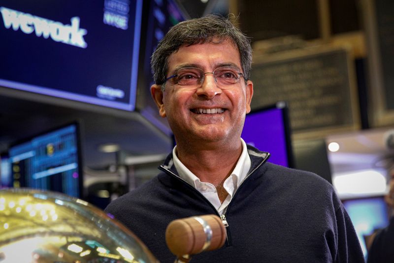 &copy; Reuters. FILE PHOTO: Sandeep Mathrani, CEO of WeWork, Inc. attends his company's IPO on the floor of the New York Stock Exchange (NYSE) in New York City, U.S., October 21, 2021.  REUTERS/Brendan McDermid