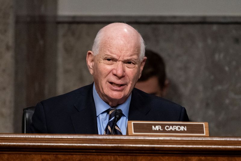 &copy; Reuters. FILE PHOTO: Sen. Ben Cardin (D-MD) speaks speaks during a hearing of the Senate Foreign Relations to examine U.S.-Russia policy, on Capitol Hill, Washington, U.S. December 7, 2021. Alex Brandon/Pool via REUTERS
