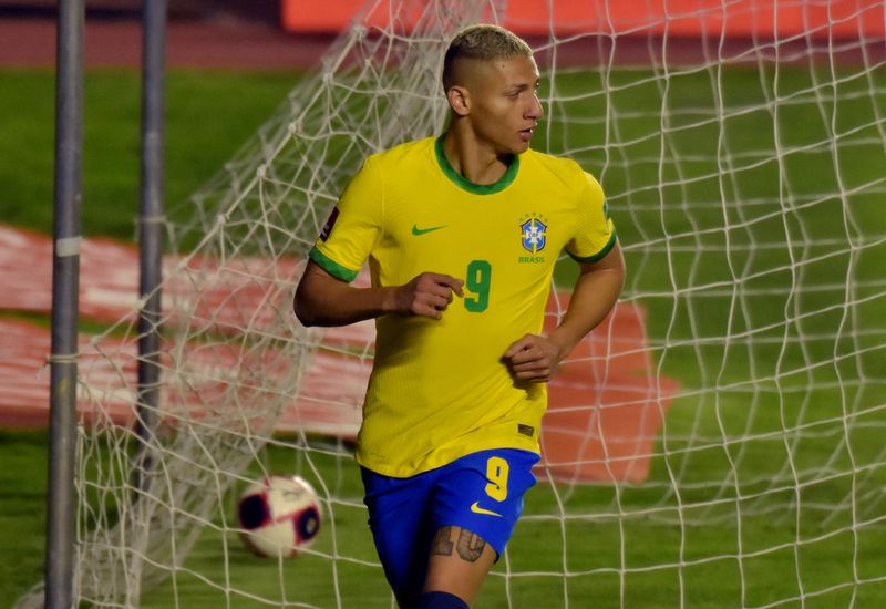 &copy; Reuters. Richarlison comemora gol em vitória do Brasil sobre a Bolívia
29/03/2022
REUTERS/Patricia Pinto